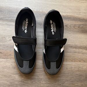 adidas Samba Black, White and Gray Mary Jane Sneakers with Gum Sole